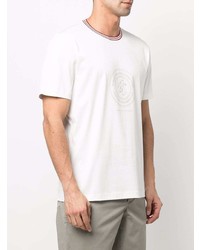 T-shirt à col rond imprimé blanc Brunello Cucinelli