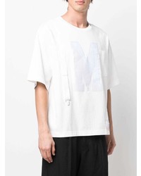 T-shirt à col rond imprimé blanc Maison Mihara Yasuhiro