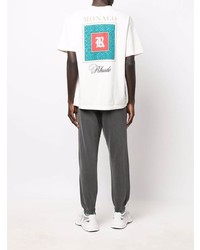 T-shirt à col rond imprimé blanc Rhude