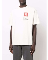 T-shirt à col rond imprimé blanc Rhude