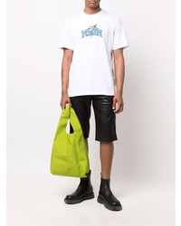 T-shirt à col rond imprimé blanc MSGM