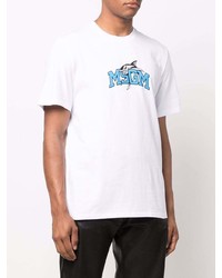 T-shirt à col rond imprimé blanc MSGM