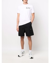 T-shirt à col rond imprimé blanc Ea7 Emporio Armani