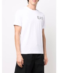 T-shirt à col rond imprimé blanc Ea7 Emporio Armani