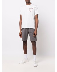 T-shirt à col rond imprimé blanc Kiton