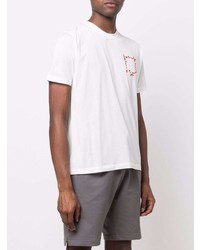 T-shirt à col rond imprimé blanc Kiton