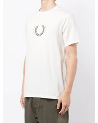 T-shirt à col rond imprimé blanc Fred Perry