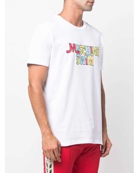 T-shirt à col rond imprimé blanc Moschino