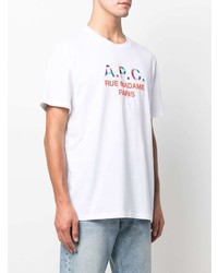 T-shirt à col rond imprimé blanc A.P.C.