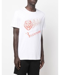 T-shirt à col rond imprimé blanc Billionaire