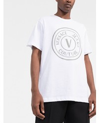 T-shirt à col rond imprimé blanc VERSACE JEANS COUTURE