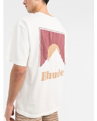 T-shirt à col rond imprimé blanc Rhude