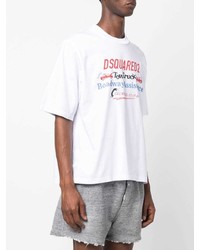 T-shirt à col rond imprimé blanc DSQUARED2