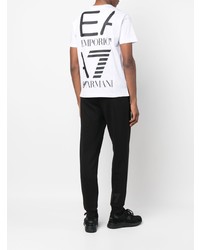 T-shirt à col rond imprimé blanc Ea7 Emporio Armani