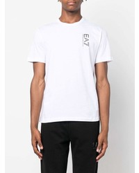 T-shirt à col rond imprimé blanc Ea7 Emporio Armani