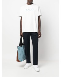 T-shirt à col rond imprimé blanc Bally