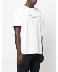 T-shirt à col rond imprimé blanc Bally