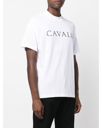 T-shirt à col rond imprimé blanc Roberto Cavalli