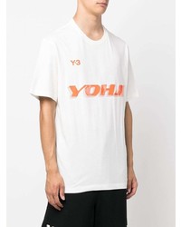 T-shirt à col rond imprimé blanc Y-3