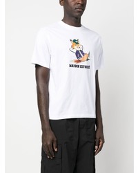 T-shirt à col rond imprimé blanc MAISON KITSUNÉ