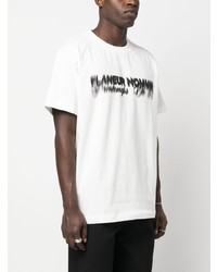 T-shirt à col rond imprimé blanc Flaneur Homme