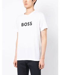 T-shirt à col rond imprimé blanc BOSS