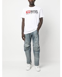 T-shirt à col rond imprimé blanc Diesel