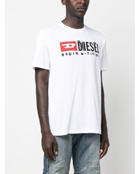 T-shirt à col rond imprimé blanc Diesel