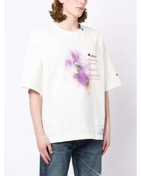 T-shirt à col rond imprimé blanc Maison Mihara Yasuhiro