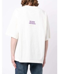 T-shirt à col rond imprimé blanc Maison Mihara Yasuhiro