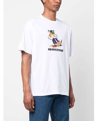 T-shirt à col rond imprimé blanc MAISON KITSUNÉ