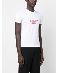 T-shirt à col rond imprimé blanc Bally