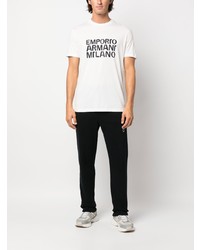 T-shirt à col rond imprimé blanc Emporio Armani