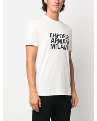 T-shirt à col rond imprimé blanc Emporio Armani