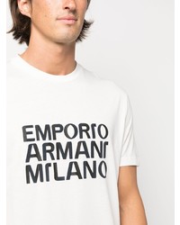 T-shirt à col rond imprimé blanc Emporio Armani