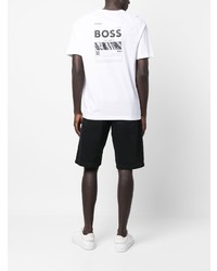 T-shirt à col rond imprimé blanc BOSS