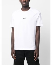 T-shirt à col rond imprimé blanc BOSS