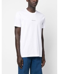 T-shirt à col rond imprimé blanc Marni