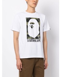 T-shirt à col rond imprimé blanc A Bathing Ape