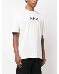 T-shirt à col rond imprimé blanc A.P.C.