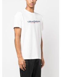 T-shirt à col rond imprimé blanc Diesel