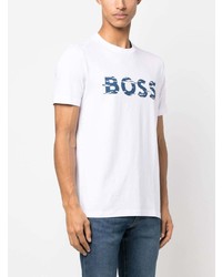 T-shirt à col rond imprimé blanc BOSS