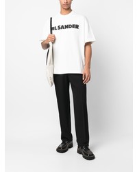 T-shirt à col rond imprimé blanc Jil Sander