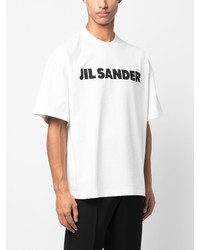 T-shirt à col rond imprimé blanc Jil Sander