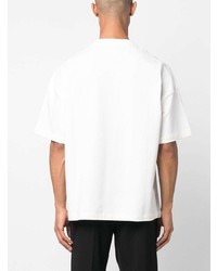 T-shirt à col rond imprimé blanc Jil Sander