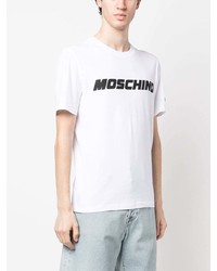 T-shirt à col rond imprimé blanc Moschino