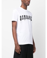 T-shirt à col rond imprimé blanc DSQUARED2