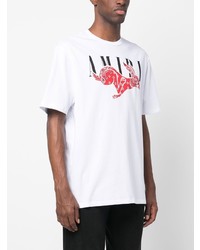 T-shirt à col rond imprimé blanc Amiri