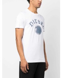 T-shirt à col rond imprimé blanc Diesel