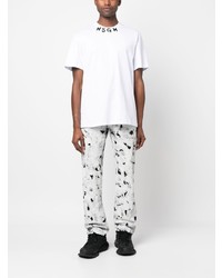 T-shirt à col rond imprimé blanc MSGM